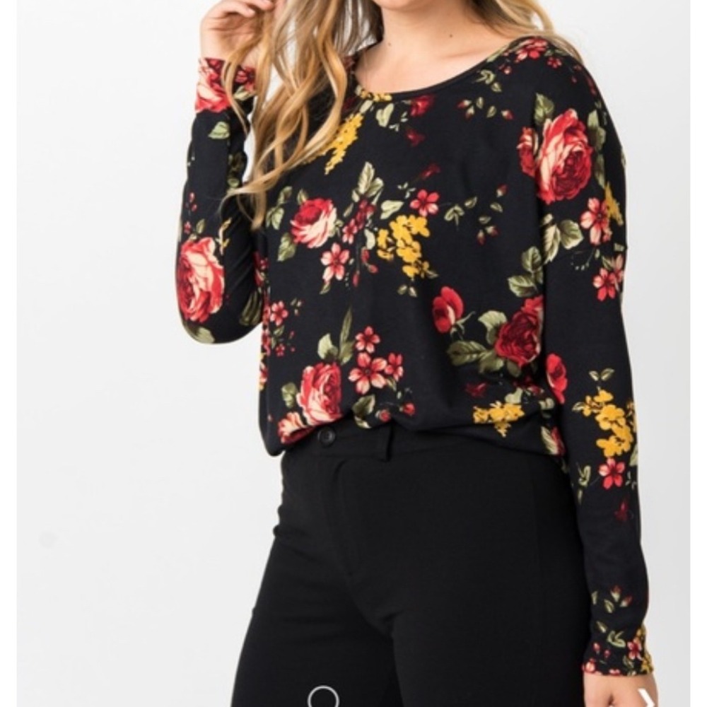 Agnes & Dora Urban pullover Floral‎ Print Long Sleeve Top, Womens M Made in USA